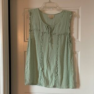 ModCloth Pale Green Ruffle Blouse